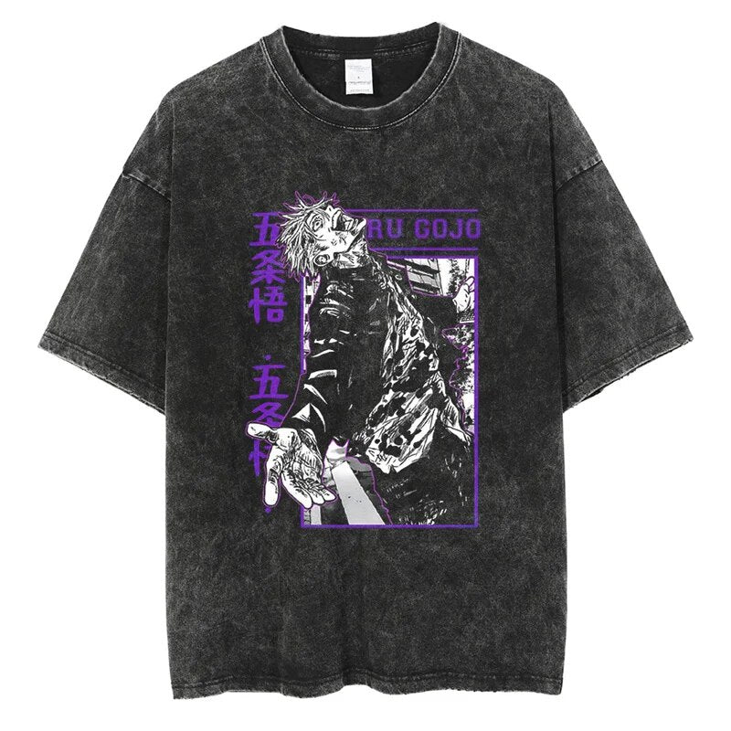 Satoru Gojo Vintage Baumwollen T-Shirt