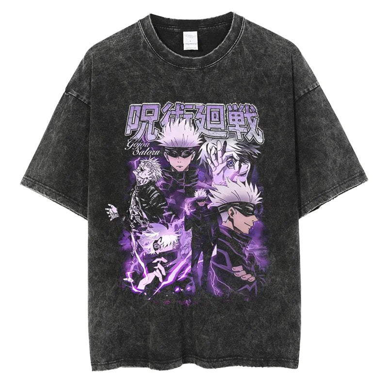 Satoru Gojo Vintage Baumwollen T-Shirt