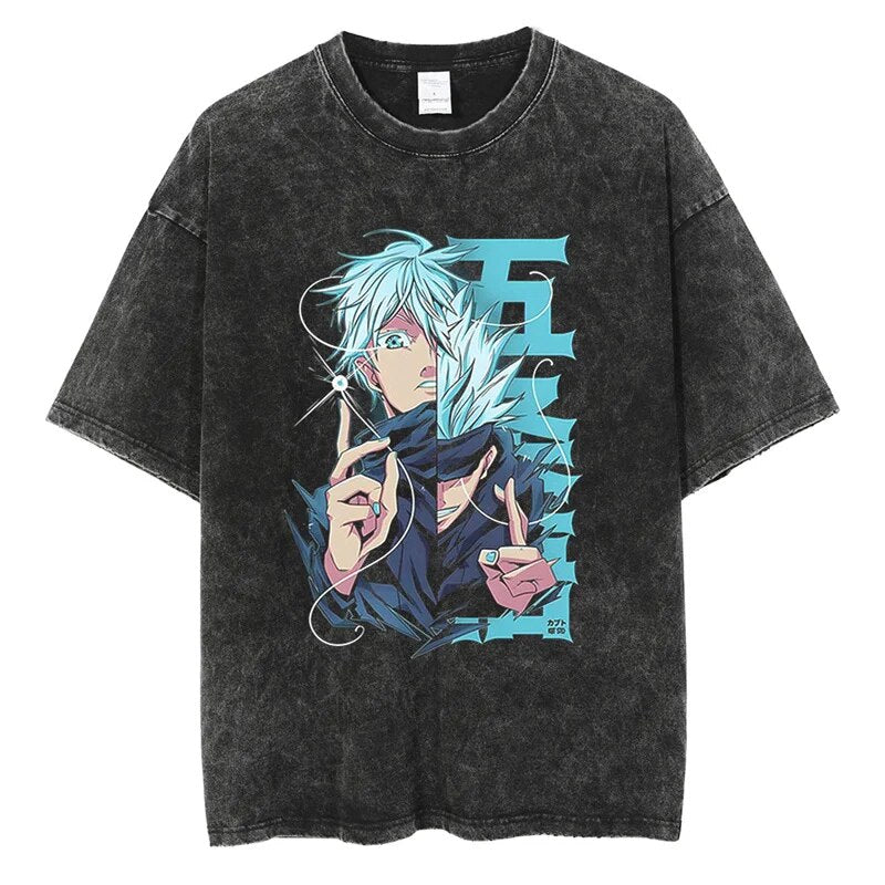 Satoru Gojo Vintage Baumwollen T-Shirt