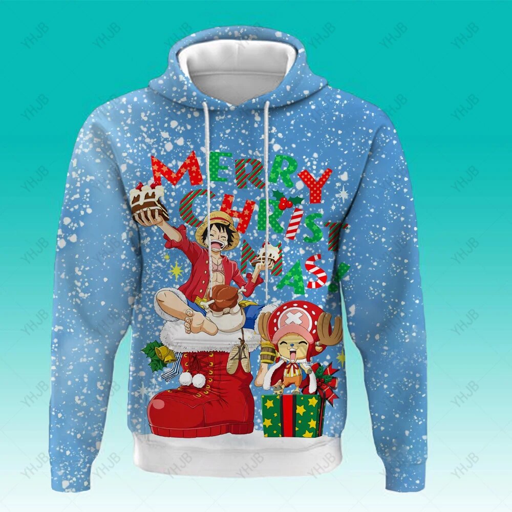 One Piece Luffy Merry Christmas Hoodie für Kinder