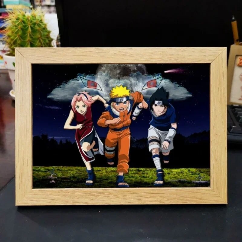 Naruto portrait in wooden frame