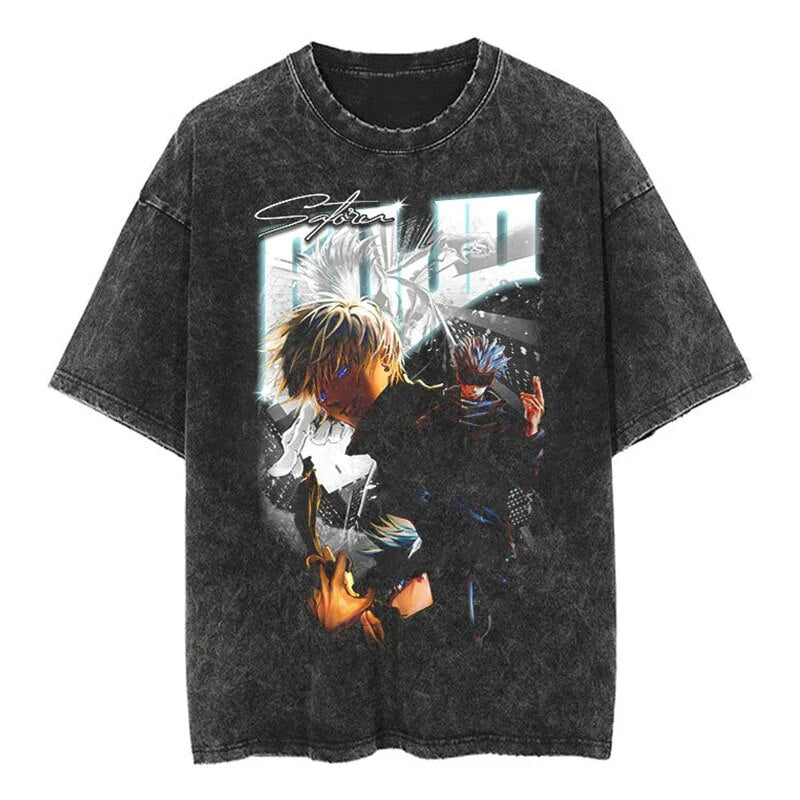 Satoru Gojo Vintage Baumwollen T-Shirt