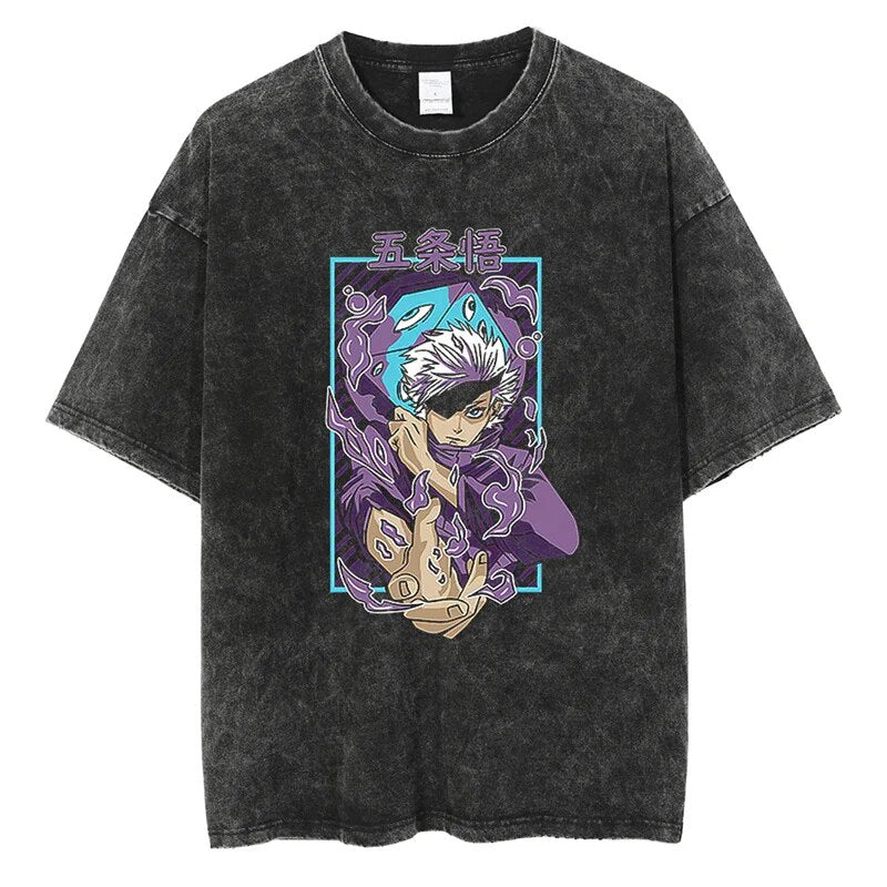 Satoru Gojo Vintage Baumwollen T-Shirt