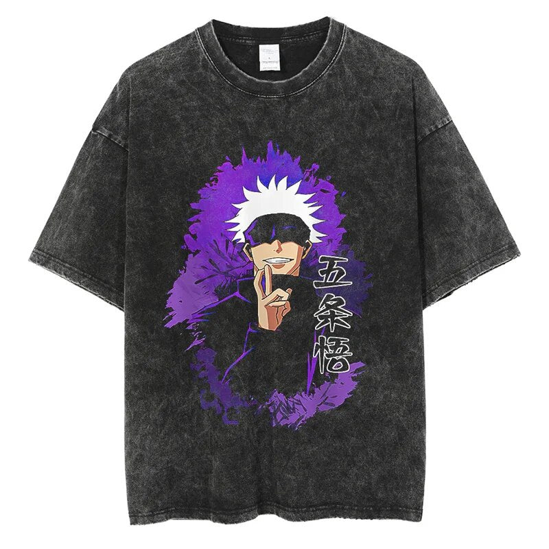 Satoru Gojo Vintage Baumwollen T-Shirt