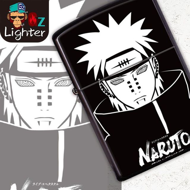 2023 New Creative Naruto Anime Wheel Lighter Cartoon Naruto Windproof Metal  Kerosene Kakashi Lighter for Boyfriend